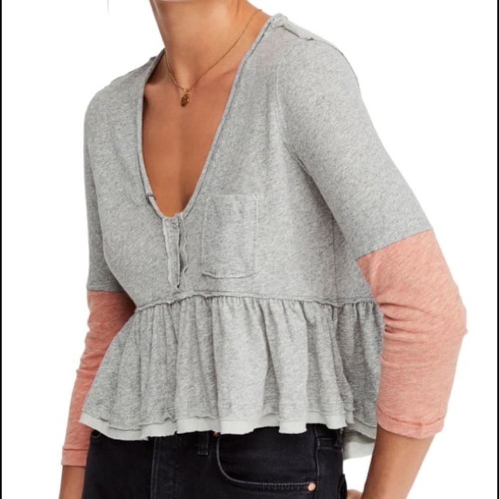NWT Free People Heart of Mine Colorblock Top Large